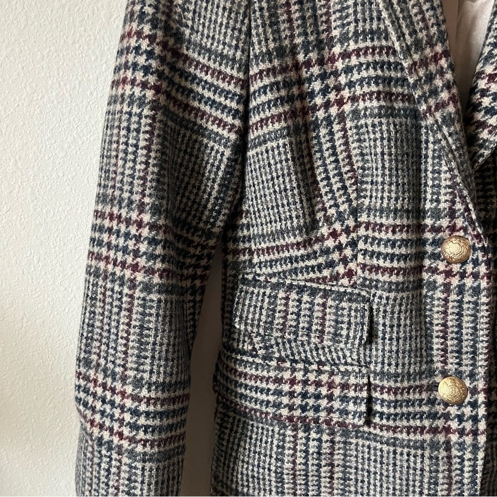 J. Crew Plaid Blazer Cream Black Schoolgirl Preppy Casual Formal Academi… - Picture 2 of 9